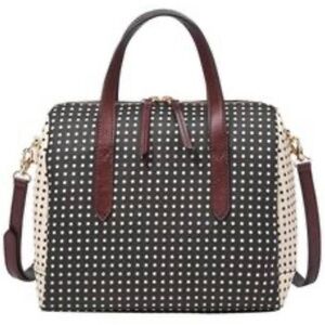 Fossil Black and White Dotted Satchel